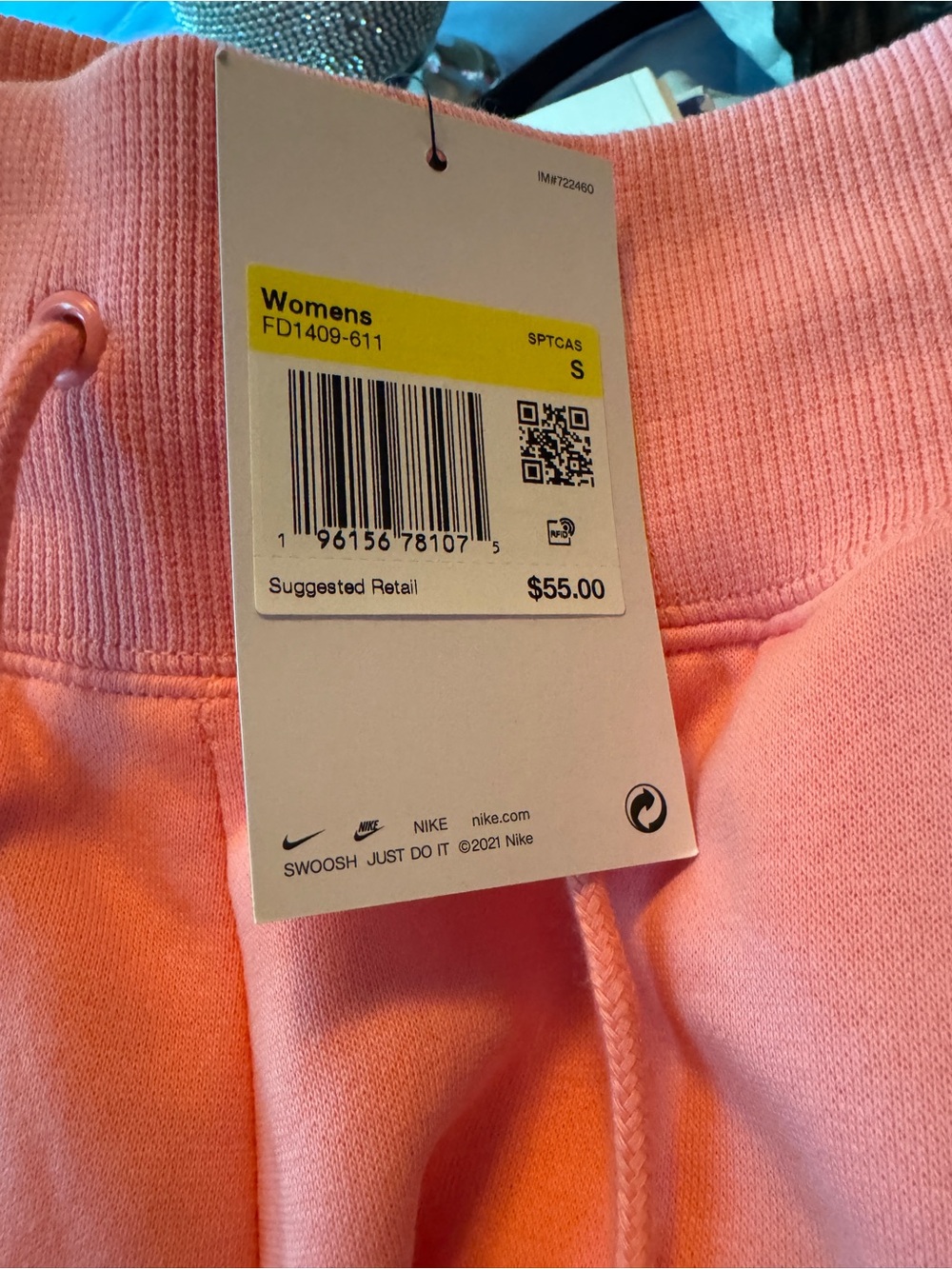 Nike Womens Shorts Pink Coral Drawstring Waist